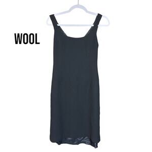 Rickie Freeman for Teri John Black Wool Sheath Dress Sleeveless Textured 4